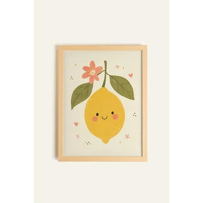 Oleka Zeste d'amour Framed Canvas Wall Art - Light Natural Wood Frame