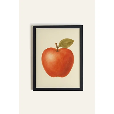 Oleka Pomme rouge Framed Canvas Wall Art - Black Wood Frame
