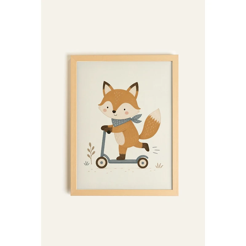 Oleka My Teddy Framed Canvas Wall Art - Light Natural Wood Frame