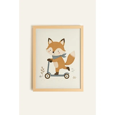 Oleka My Teddy Framed Canvas Wall Art - Light Natural Wood Frame