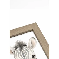 Oleka Petit zèbre Framed Canvas Wall Art - Oak Frame