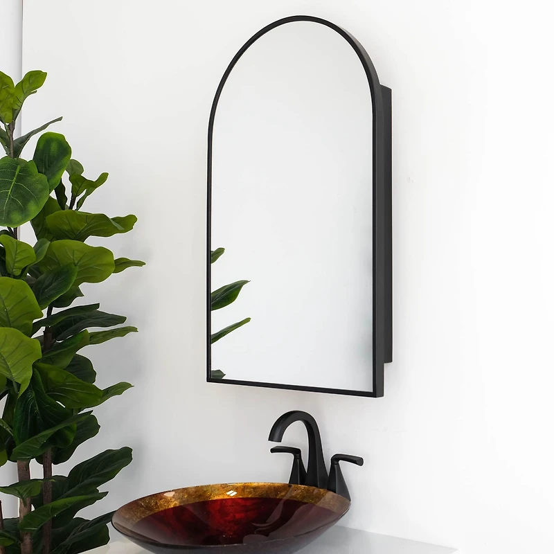 Madison Arch Black Medicine Cabinet 18"x30" by Haute Deco