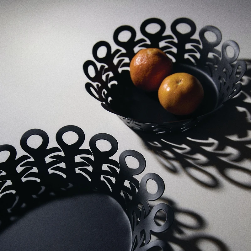 Alessi Vimini Panier noir en acier inoxydable