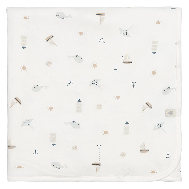 Couverture pour bébé en bambou et coton Océan