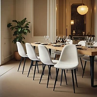 Maison Classique Dining Set Including Marble White Dining Table with Beige Dining Chairs, 5 Pieces  