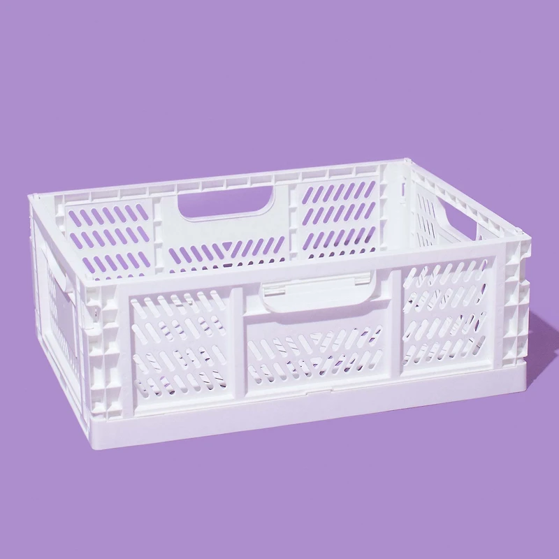 Set of 4 Large Folding Storage Crates - White