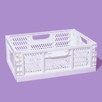 Set of 4 Large Folding Storage Crates - White