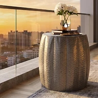 Metal drum end table