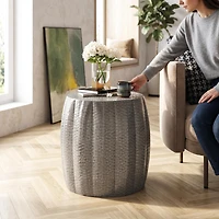 Metal drum end table