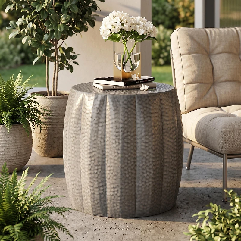 Metal drum end table