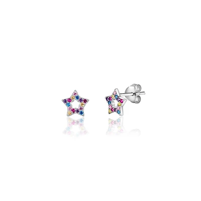 Girl Nation Boucles d'oreilles en argent - Étoiles Multicolores