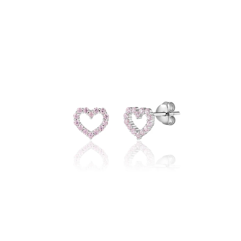 Girl Nation Sterling Silver Pink Hearts Earrings