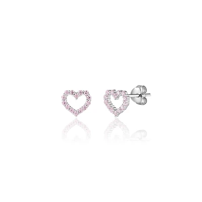 Girl Nation Sterling Silver Pink Hearts Earrings