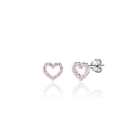 Girl Nation Sterling Silver Pink Hearts Earrings