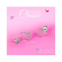 Girl Nation Sterling Silver Pink Hearts Earrings