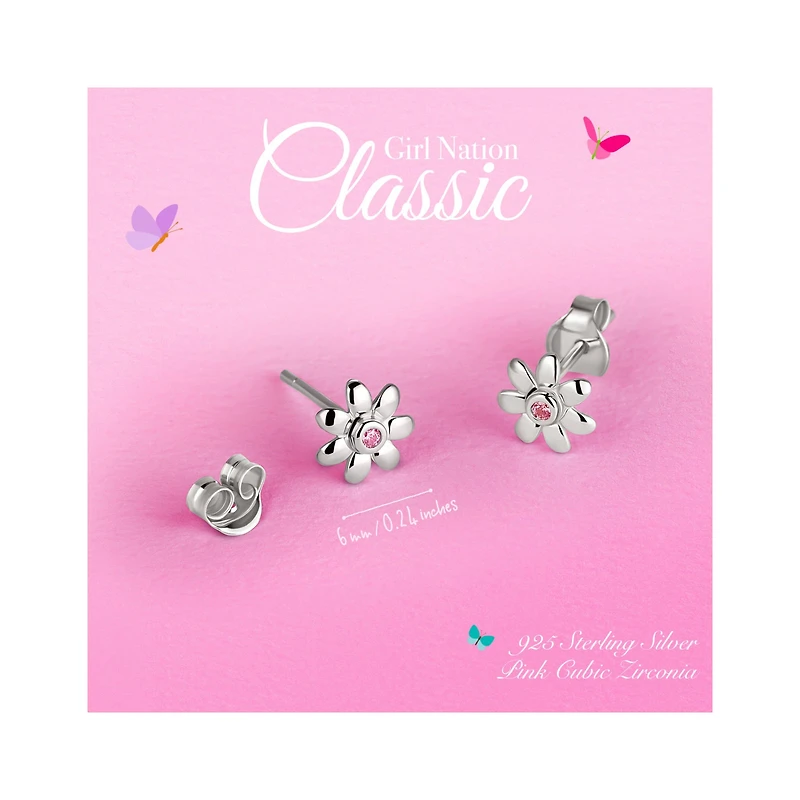 Girl Nation Sterling Silver Flower Earrings
