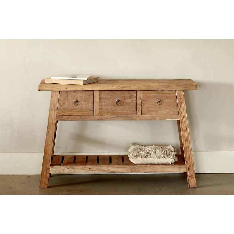 A-Frame Console in Recycled Teak - 3 Drawers