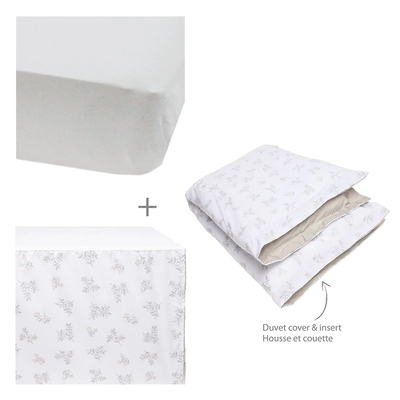 4-Piece Crib Bedding Set - Leaves