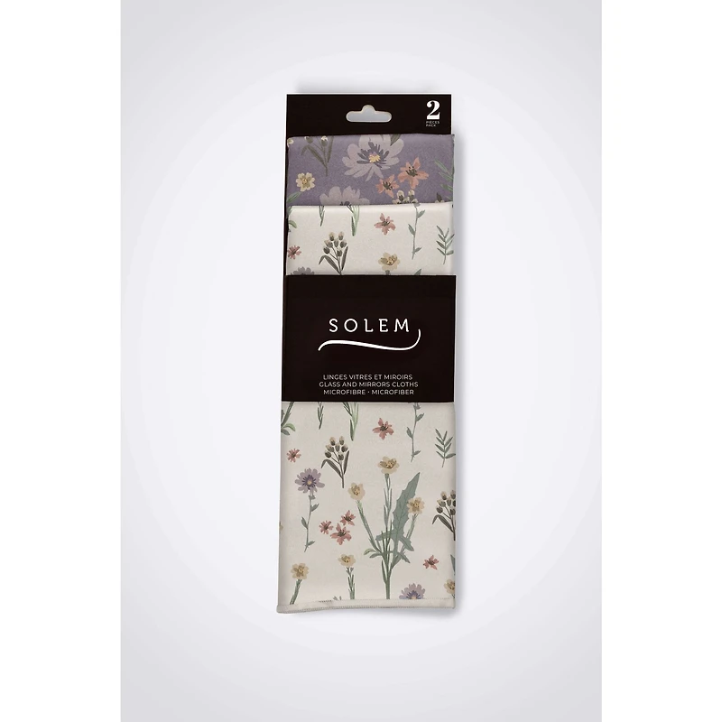 Linges pour vitres et miroirs en microfibre - Douce floraison, ensemble de 4