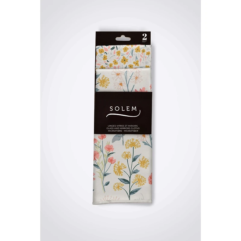 Linges pour vitres et miroirs en microfibre - Harmonie florale, ensemble de 4
