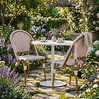 Set of 2 Red & White Outdoor French Bistro Chairs