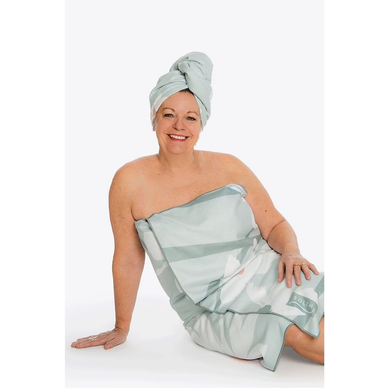 Microfiber Breezy Marguerite Hair Towel Wrap - Sage