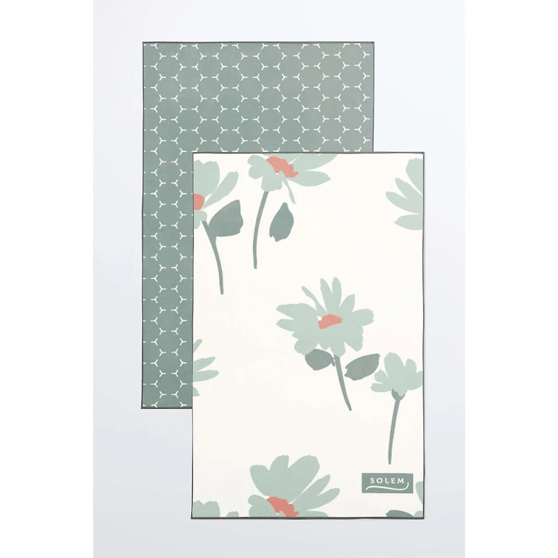 Microfiber Breezy Marguerite Hand Towels - Sage, Set of 2