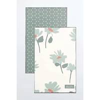 Microfiber Breezy Marguerite Hand Towels - Sage, Set of 2