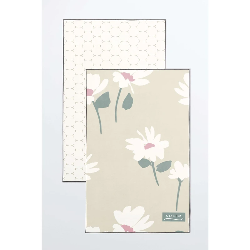 Microfiber Breezy Marguerite Hand Towels - Beige, Set of 2