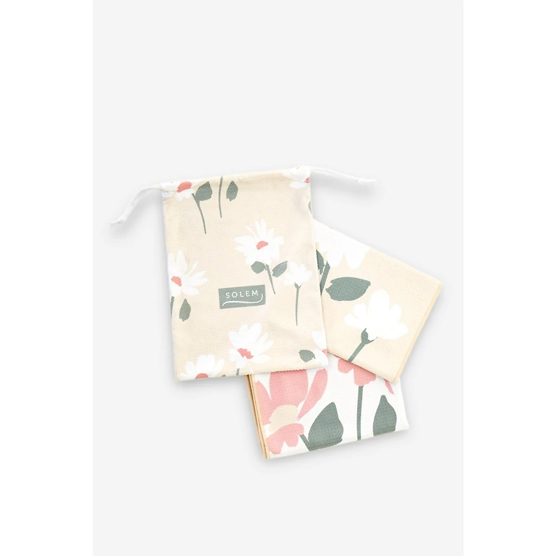 Microfiber Breezy Marguerite Hand Towels - Beige, Set of 2