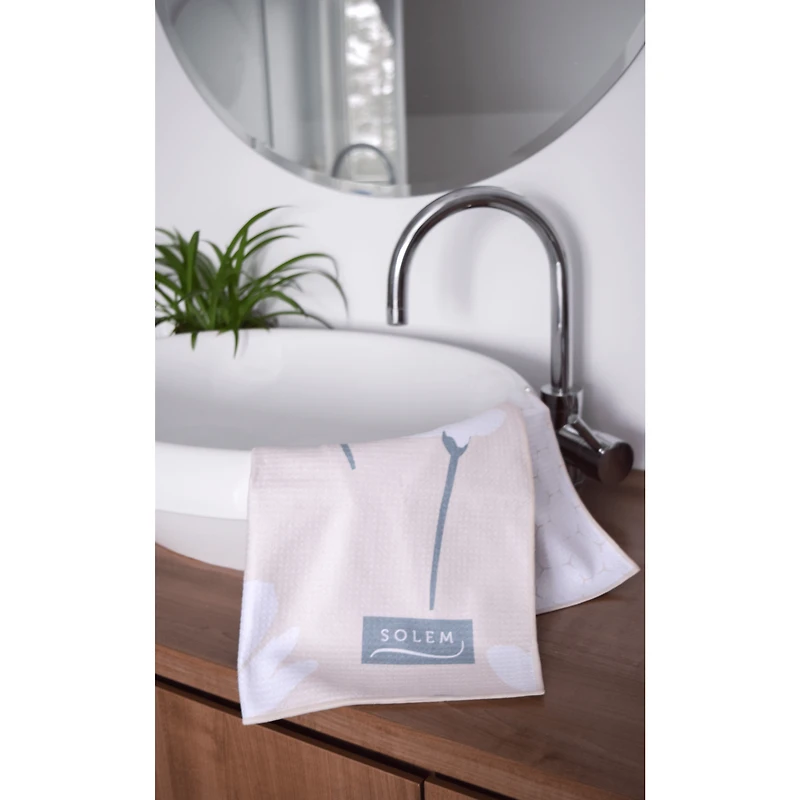 Microfiber Breezy Marguerite Hand Towels - Beige, Set of 2