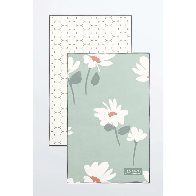Microfiber Breezy Marguerite Hand Towels - Sage, Set of 2