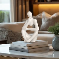 Pensive Ceramic Figure, 7" - Matte White