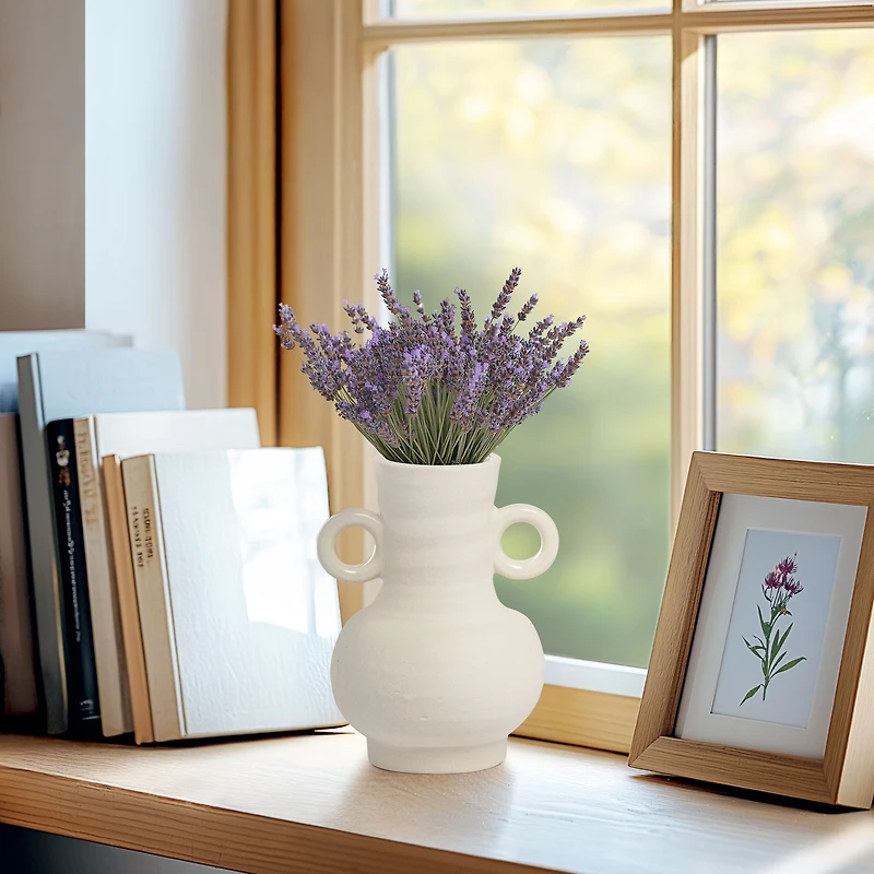 Rustic Carafe Ceramic Vase with Handles - 6"