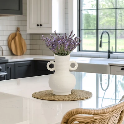 Rustic Carafe Ceramic Vase with Handles - 6"
