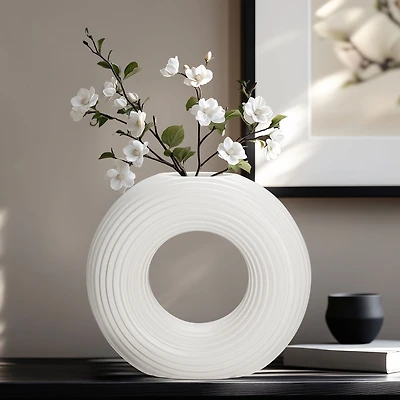  Circa Vase anneau rond, 9 po - Blanc mat