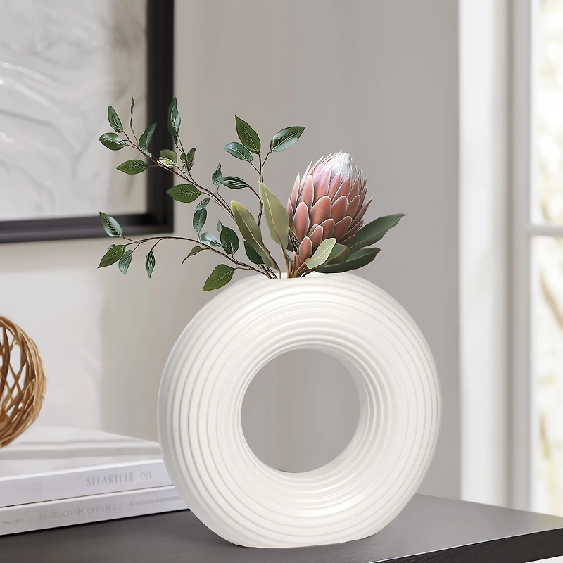 Circa Round Ring Vase, 9" - Matte White