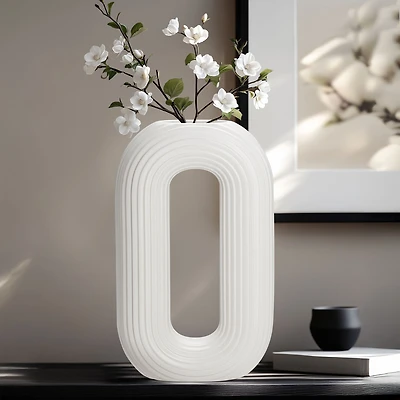 Circa Vase anneau ovale, 13 po - Blanc mat