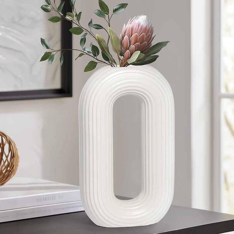 Circa Vase anneau ovale, 13 po - Blanc mat