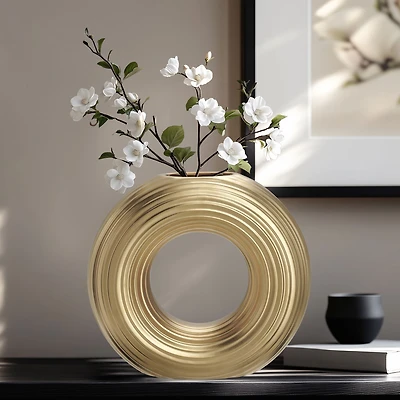 Circa Vase anneau rond, 9 po - Or mat