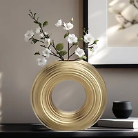 Circa Round Ring Vase, 9" - Matte Gold