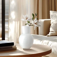 Opaque Flared Ball Glass Vase 6" - White
