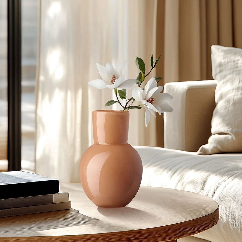 Opaque Flared Ball Glass Vase,  6" - Orange
