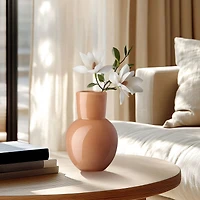 Opaque Flared Ball Glass Vase,  6" - Orange