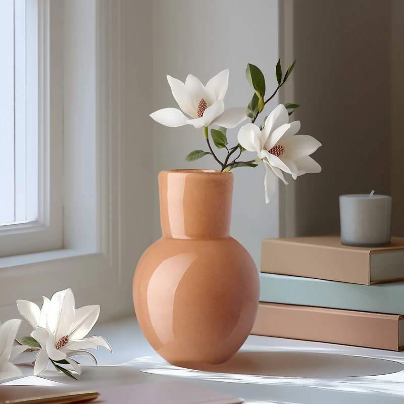 Opaque Flared Ball Glass Vase,  6" - Orange