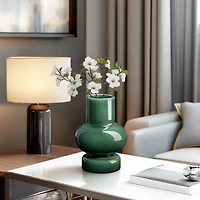 Single Bulb Ceramic Vase, 8" - Green