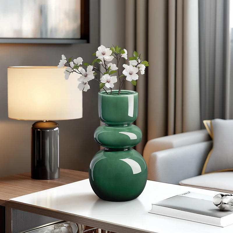 Double Bulb Ceramic Vase, 10