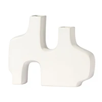 Abstract Duo Vase, 9 po - Blanc Mat