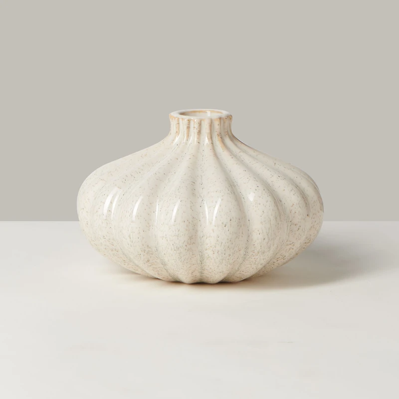 Torre & Tagus Allium Gourd Vase - 3", White Glaze