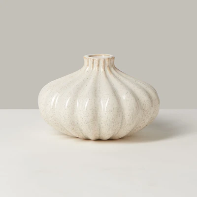Torre & Tagus Allium Gourd Vase -  3", White Glaze